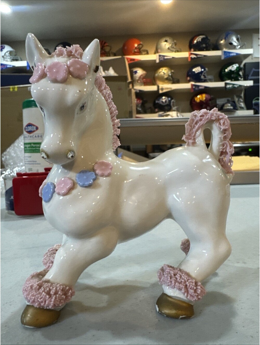 1950’s Kress  Spaghetti Horse Figurine White Pink Mane Flowers Japan 5” [COPY]